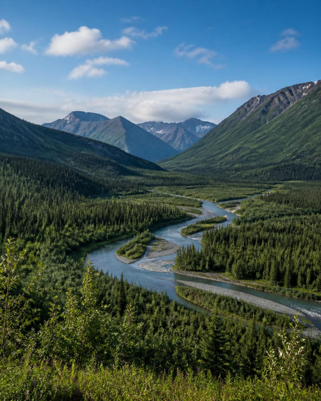 Scenic view of Eagle River Valley, Alaska